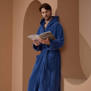 روب مودرن بقبعة - ازرق